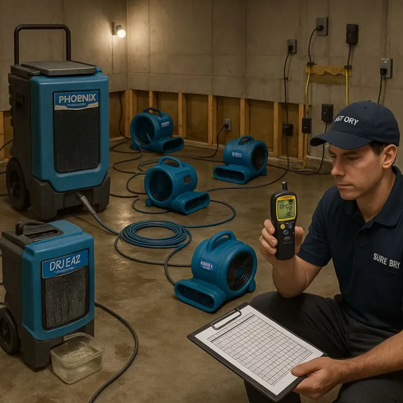 Structural Drying and Dehumidification process in Charlotte, TN